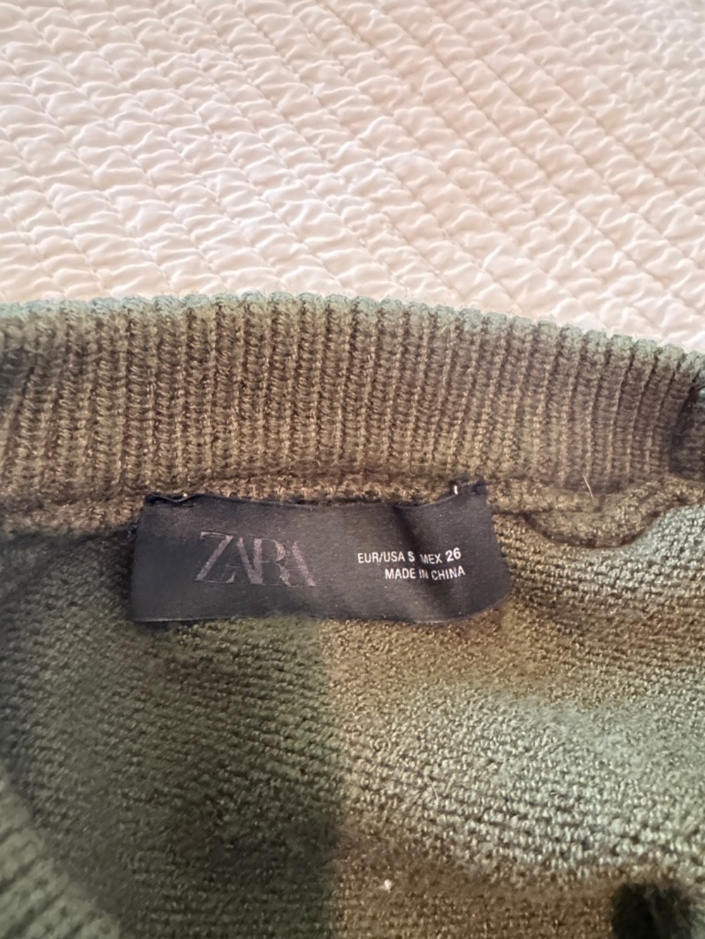 Zara Olive Crewneck Ribbed-Waist Sweater - Picture 6 of 7